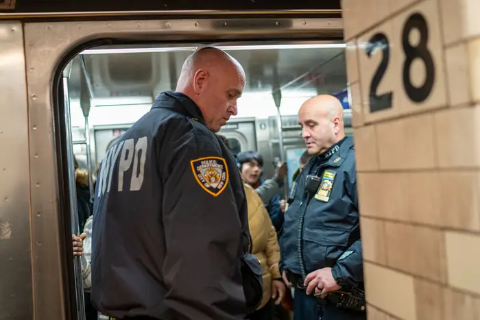 police officers on the subway